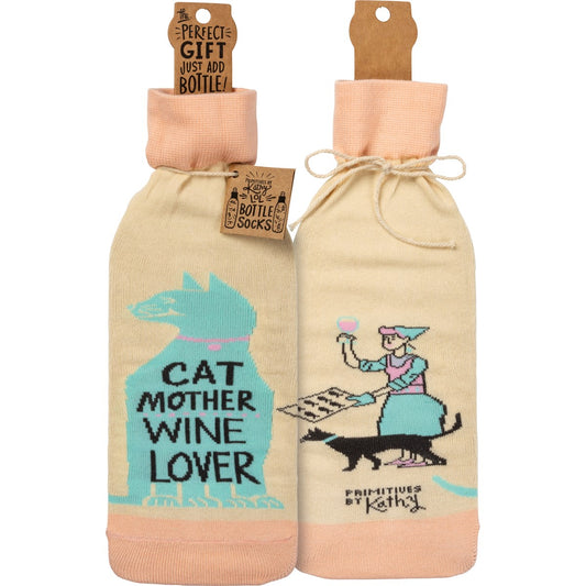 Cat Mother Wine Lover -- Bottle Sock By PBK - BFF Here