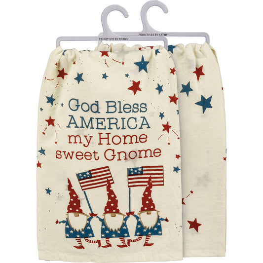 God Bless America My Home Sweet Gnome Kitchen Towel by PBK - BFF Here