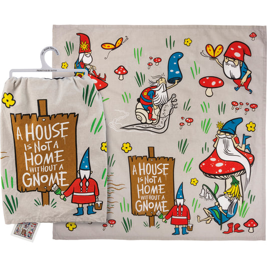 A House Is Not A Home Without A Gnome Kitchen Towel by PBK - BFF Here