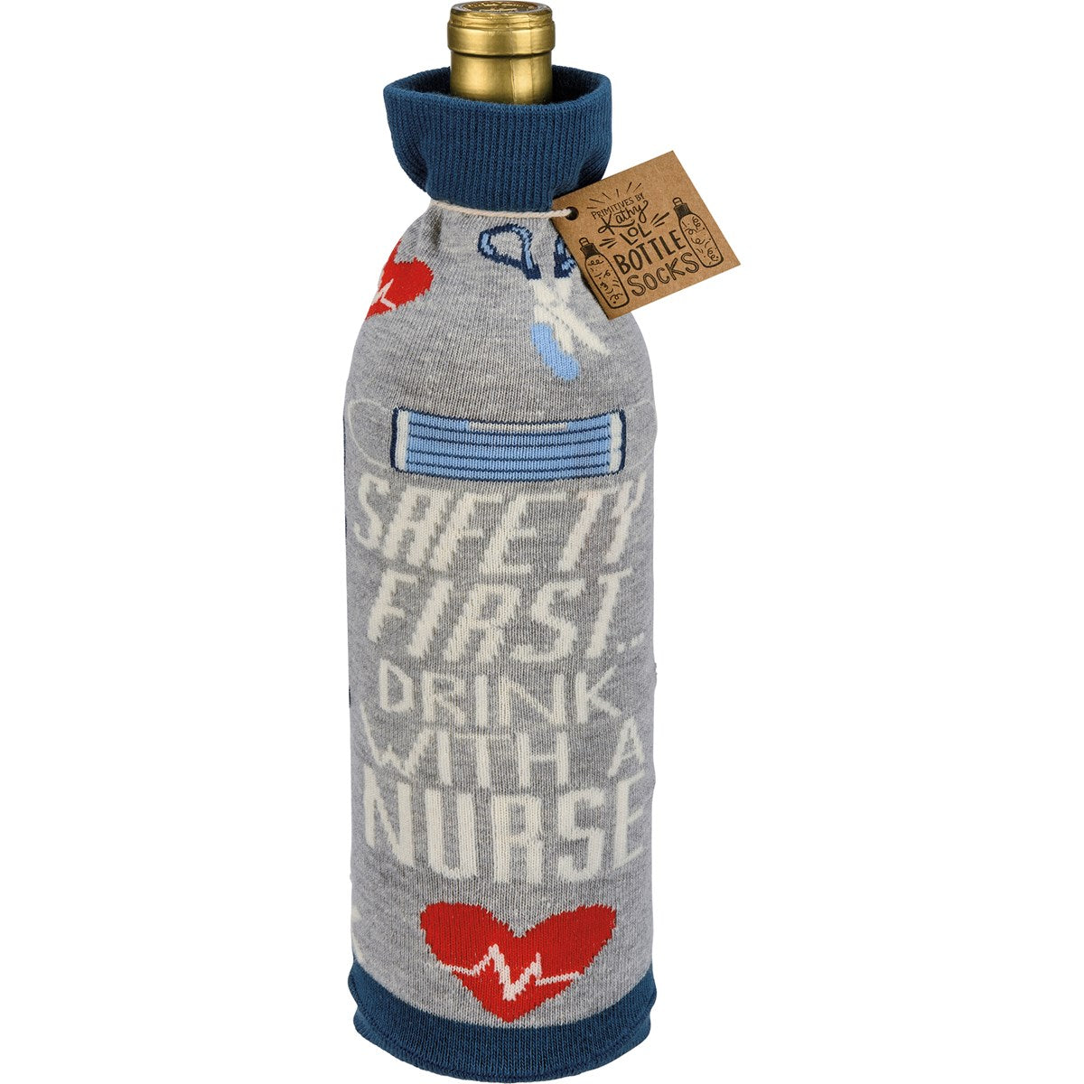 Bottle Sock - Safety First Drink With A Nurse by PBK - BFF Here