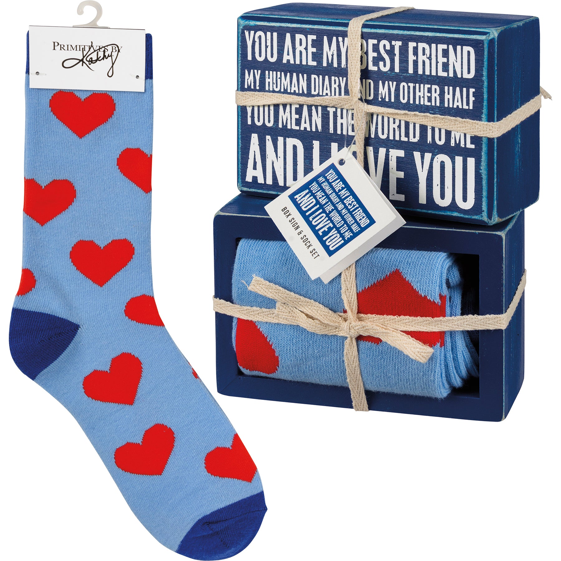 My Best Friend I Love You Box Sign & Sock Set by PBK - BFF Here