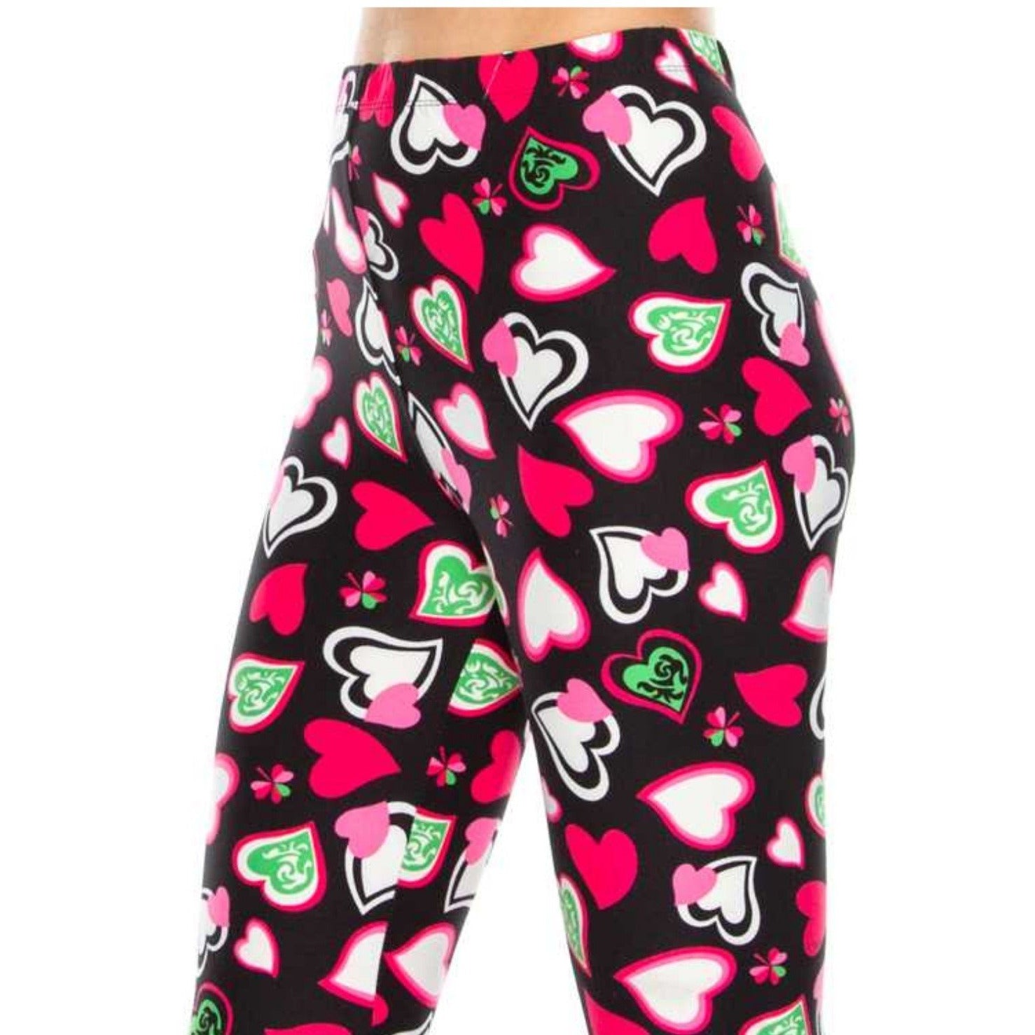 Hearts Printed Soft Leggings - BFF Here