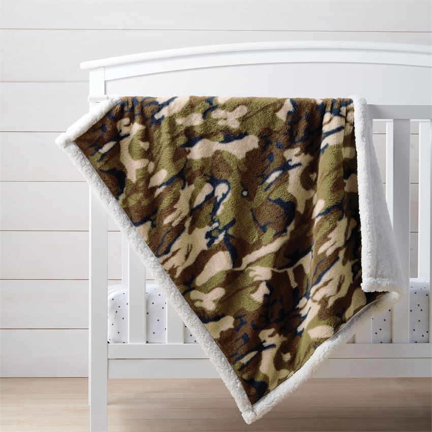 Camo Faux Fur Blanket by Mud Pie - BFF Here