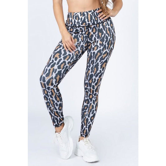 Active Leopard Print Leggings - Black - BFF Here