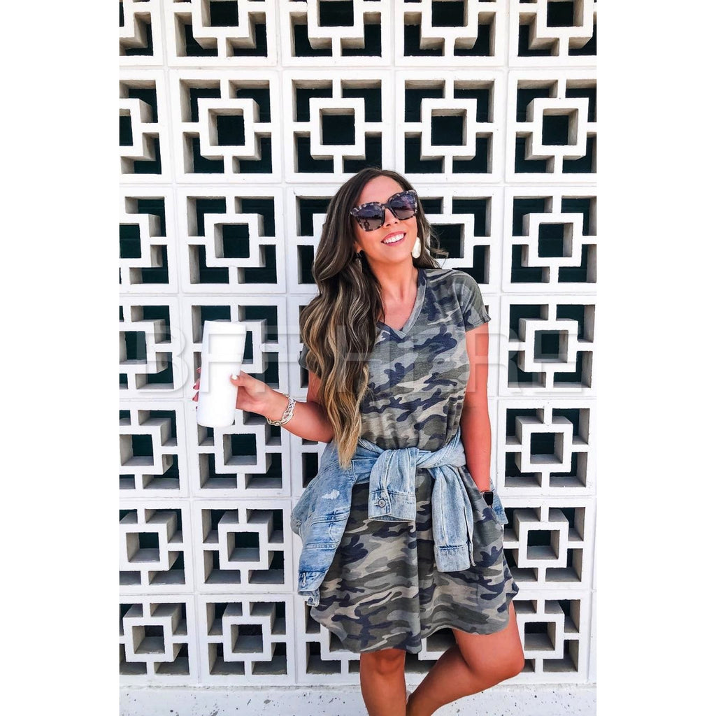 Cassie Camo Pocket Dress - BFF Here