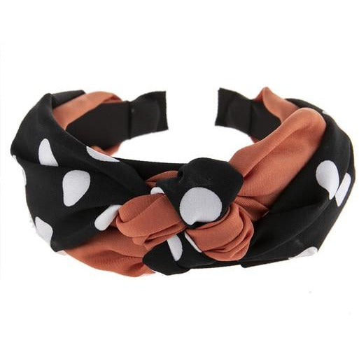 Black Polka Dot Knotted Headband - BFF Here