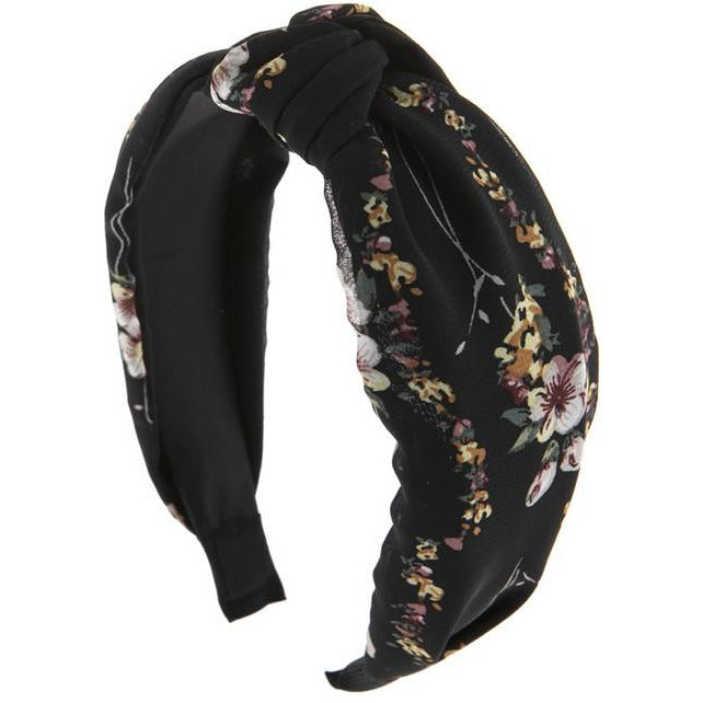 Black Floral Knotted Headband - BFF Here