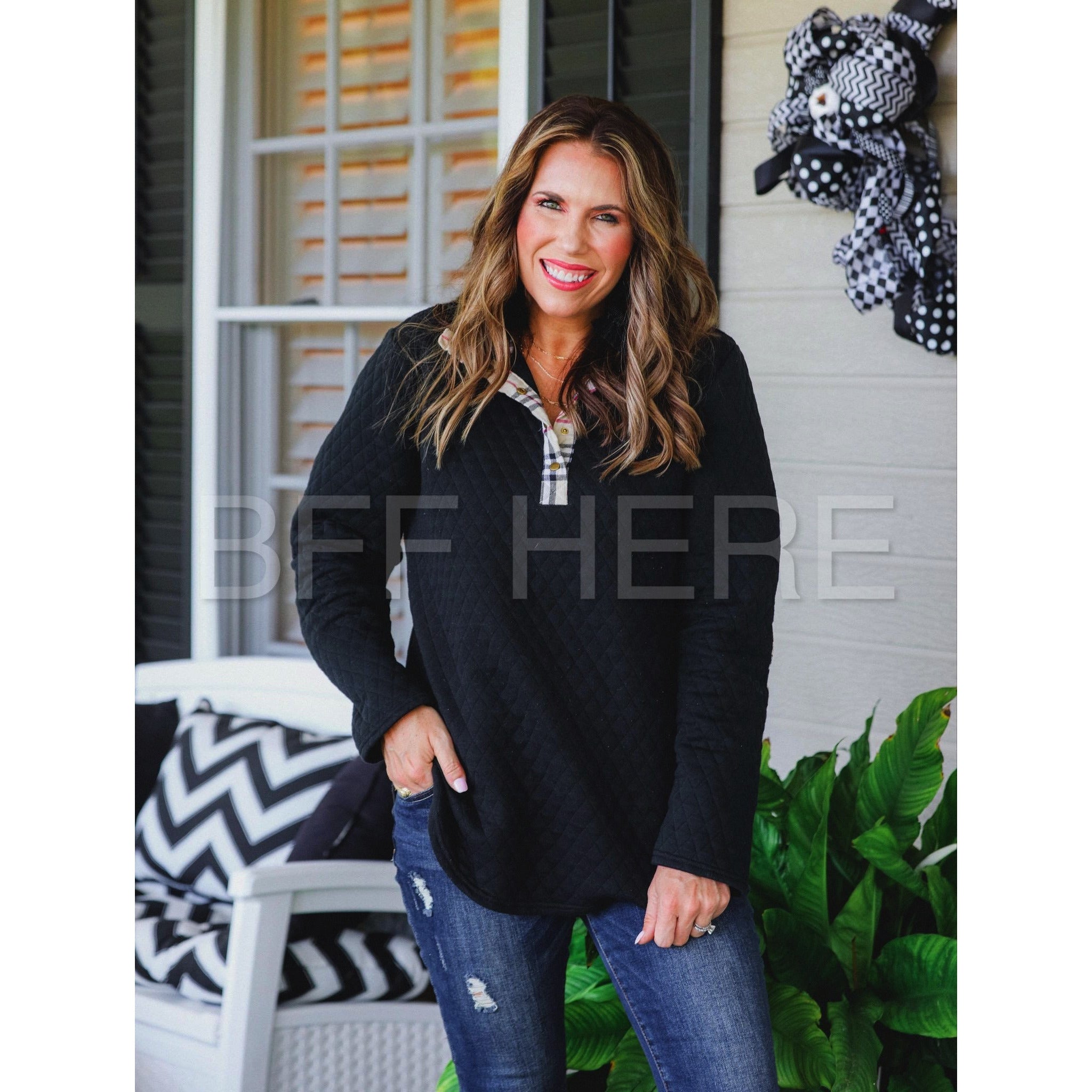 Landry Quilted Plaid Pullover - BFF Here