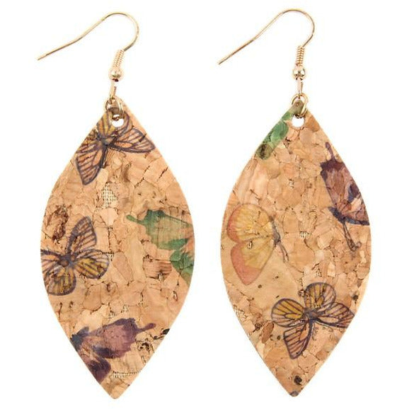Butterfly Cork Floral Earrings -- Choice of Color - BFF Here