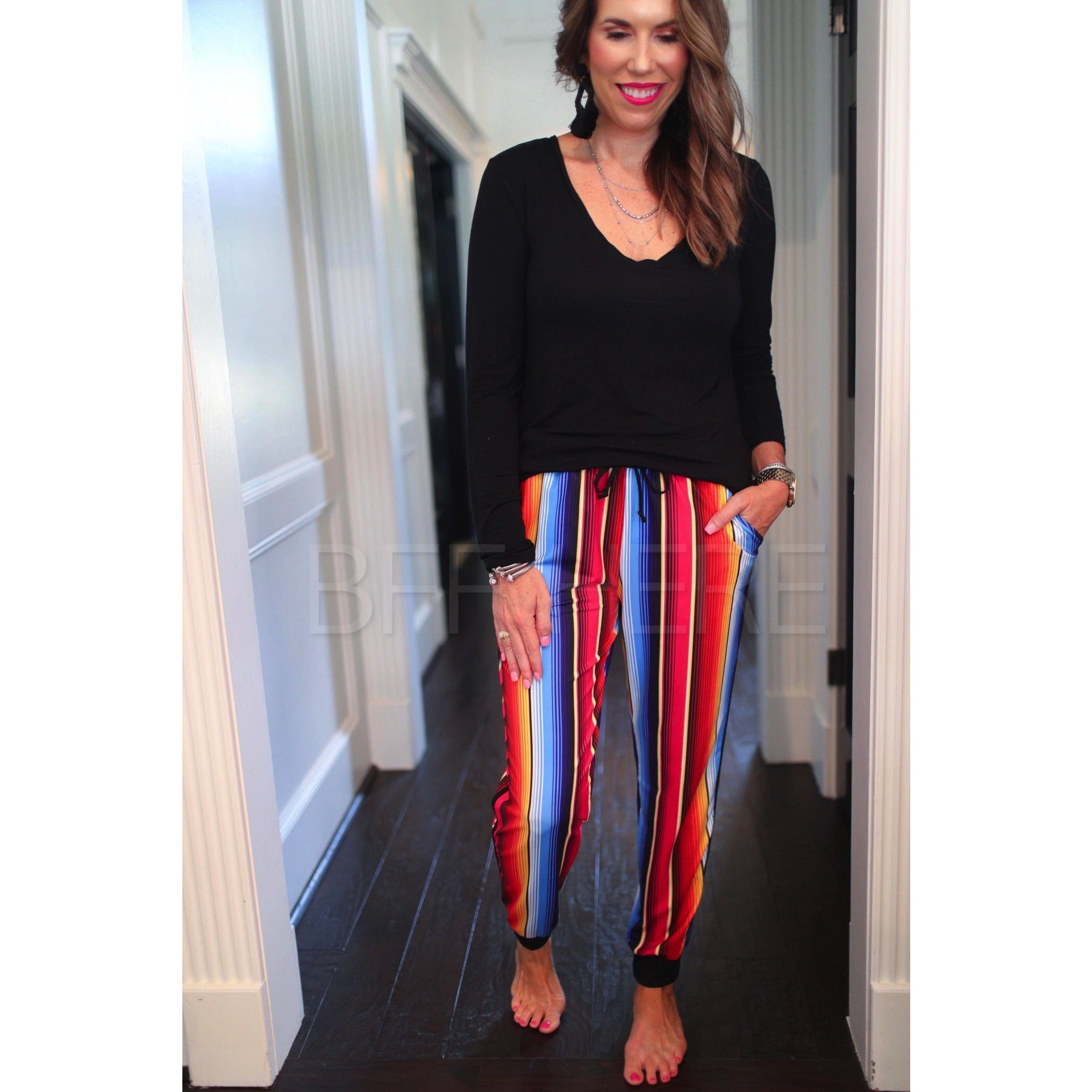 Mexico City Serape Drawstring Everyday Joggers - BFF Here