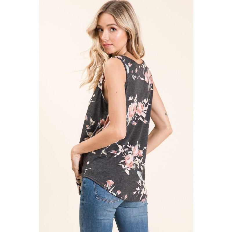 Floral Criss-Cross Sleeveless Top - BFF Here