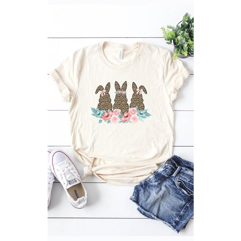 Leopard & Floral Bunnies Graphic Tee - BFF Here