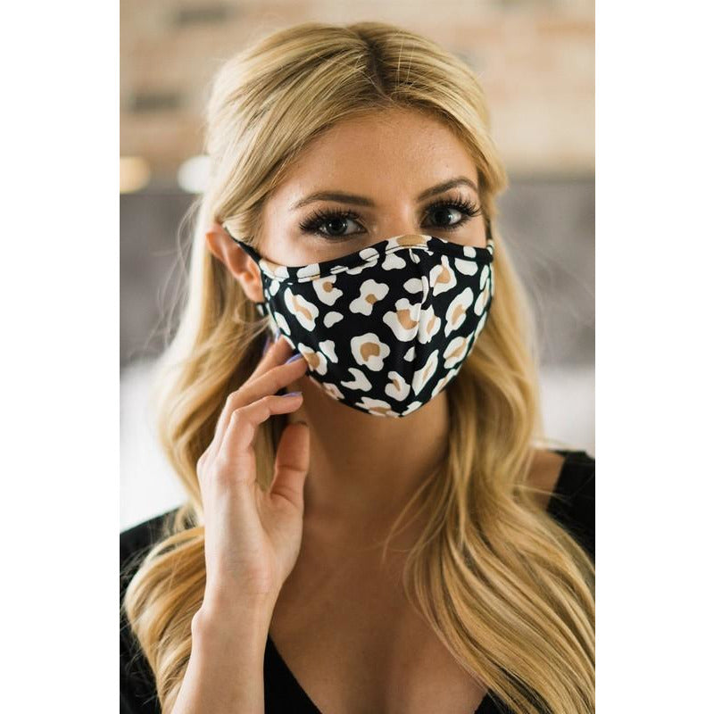 Black Leopard Print Face Mask - BFF Here