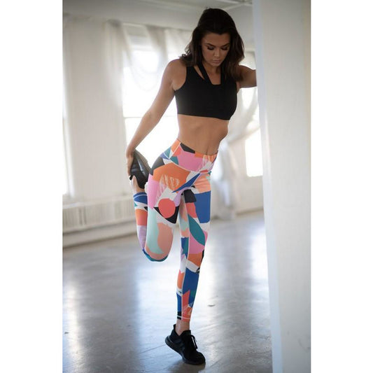 Multi Colored Art Shapes Print Leggings - BFF Here