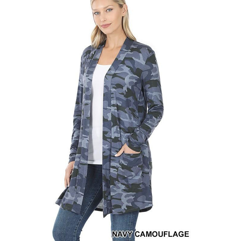 Navy Camouflage Cardigan - BFF Here