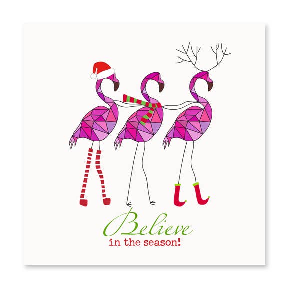 Holiday Three Flamingos Card - BFF Here