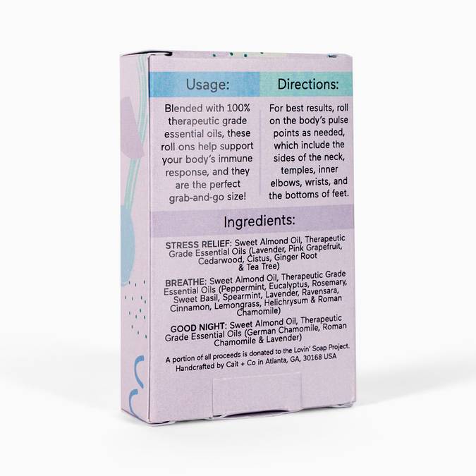 Mini Essential Oil Roll On Pack -- Stress Relief, Breathe, and Good Night. - BFF Here