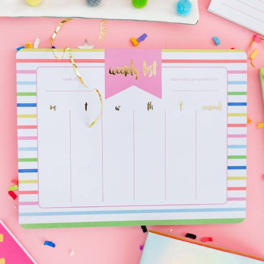 Striped Weekly List Pad Planner - BFF Here