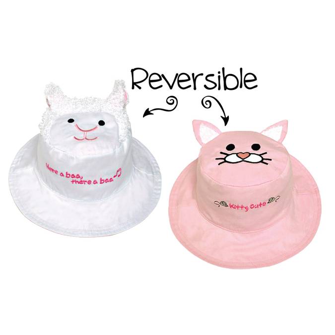 Reversible Kids' Sun Hat - Lamb / Kitten - BFF Here