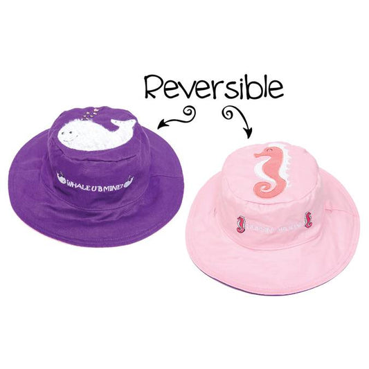 Reversible Kids' Sun Hat - Whale / Seahorse - BFF Here