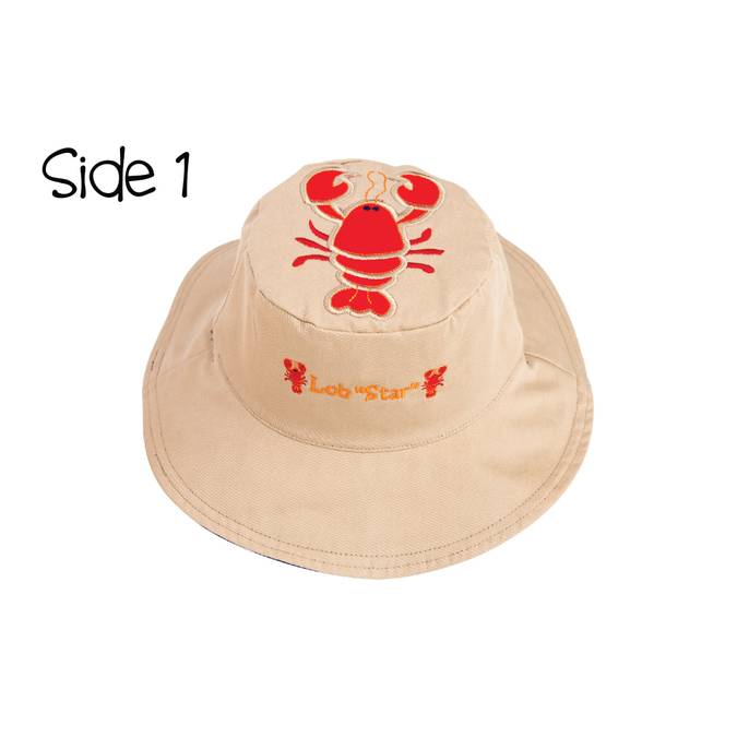 Reversible Kids' Sun Hat - Lobster / Whale - BFF Here