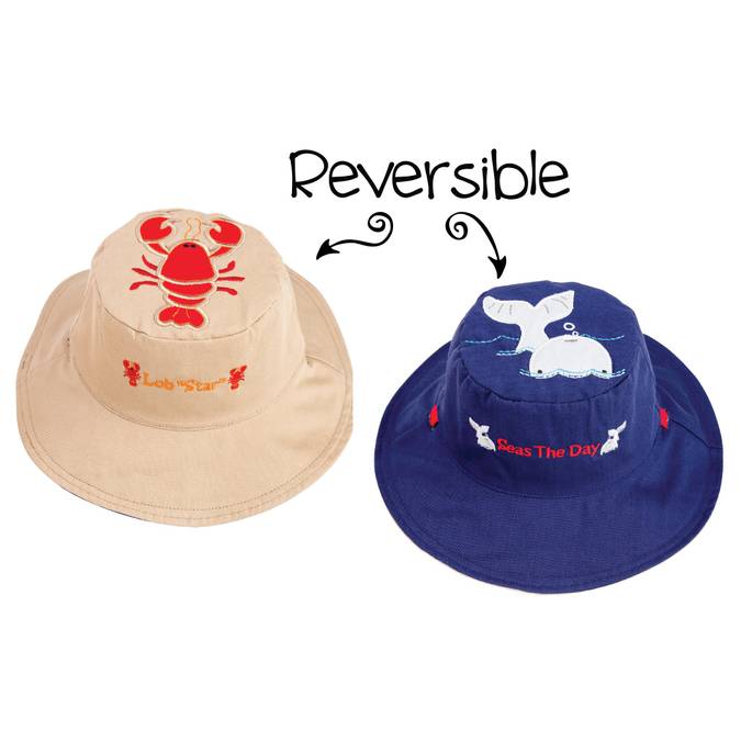 Reversible Kids' Sun Hat - Lobster / Whale