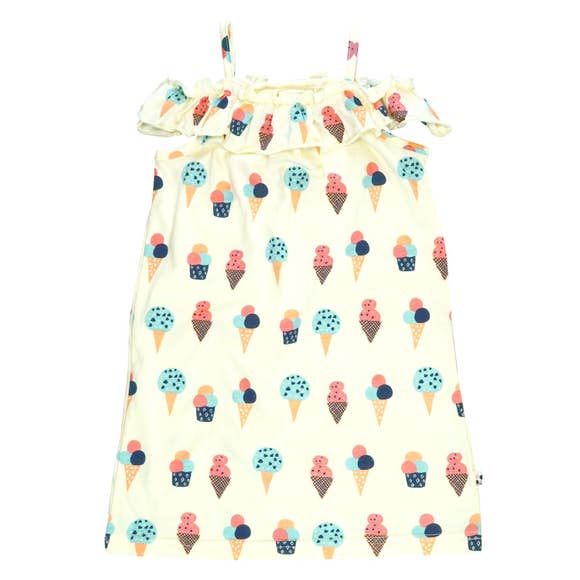 Ruffle Shoulder Dress -- Ice Cream - BFF Here