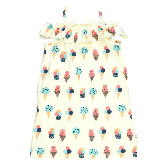 Ruffle Shoulder Dress -- Ice Cream - BFF Here