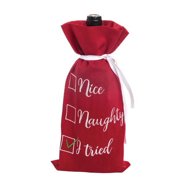 Nice Naughty I Tried Embroidered Wine Bag - BFF Here