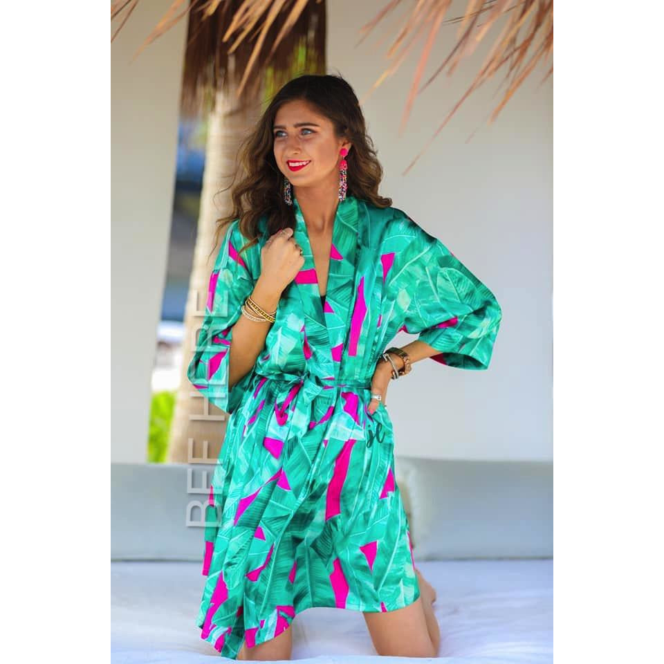 Tropical Destination Satin Robe - BFF Here