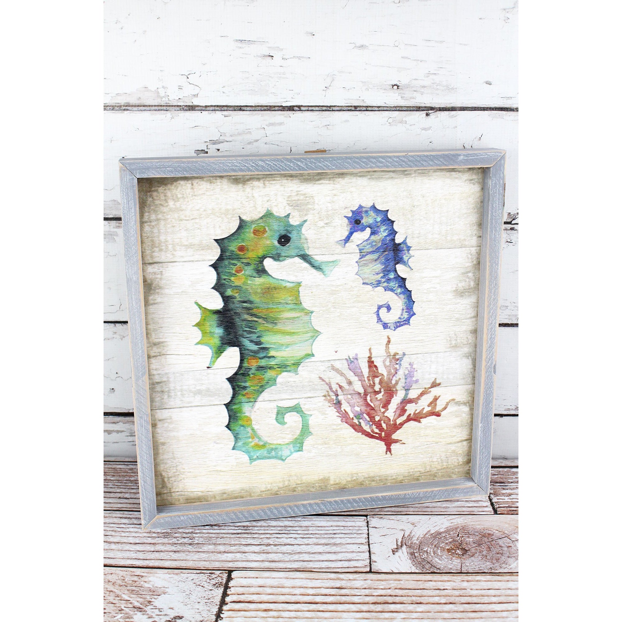 Seahorse Framed Wood Wall Art - BFF Here