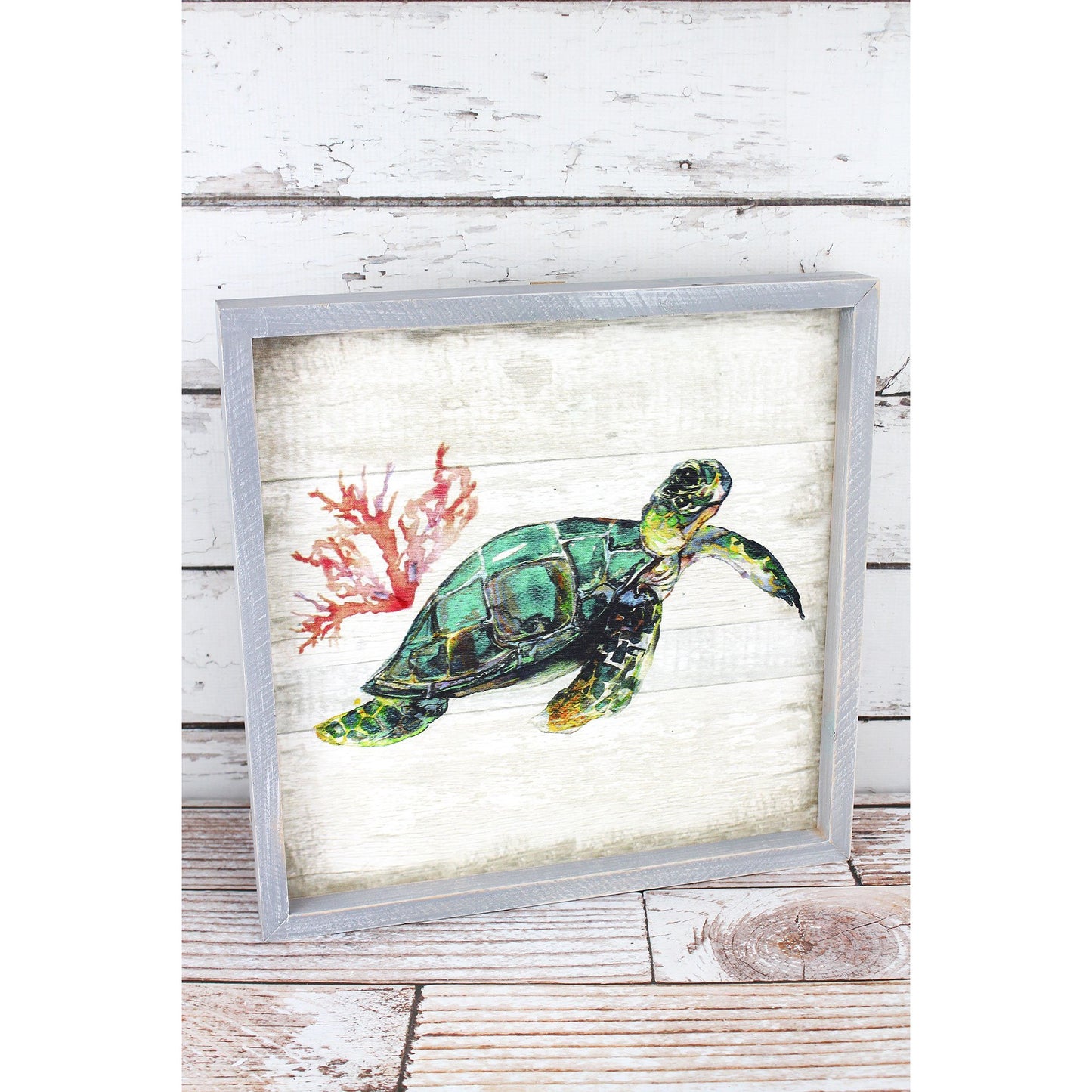 Sea Turtle Framed Wood Wall Art - BFF Here