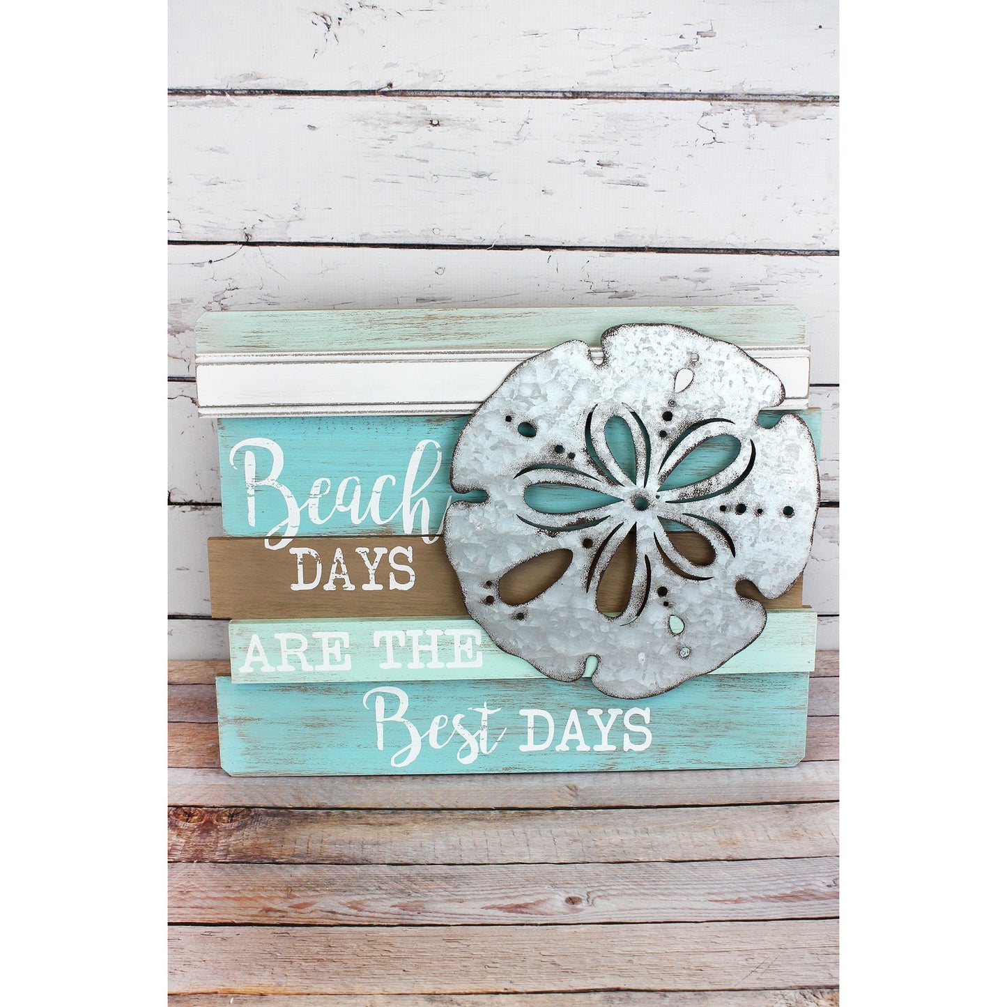 'Beach Days' Wood with Metal Sand Dollar Wall Sign - BFF Here