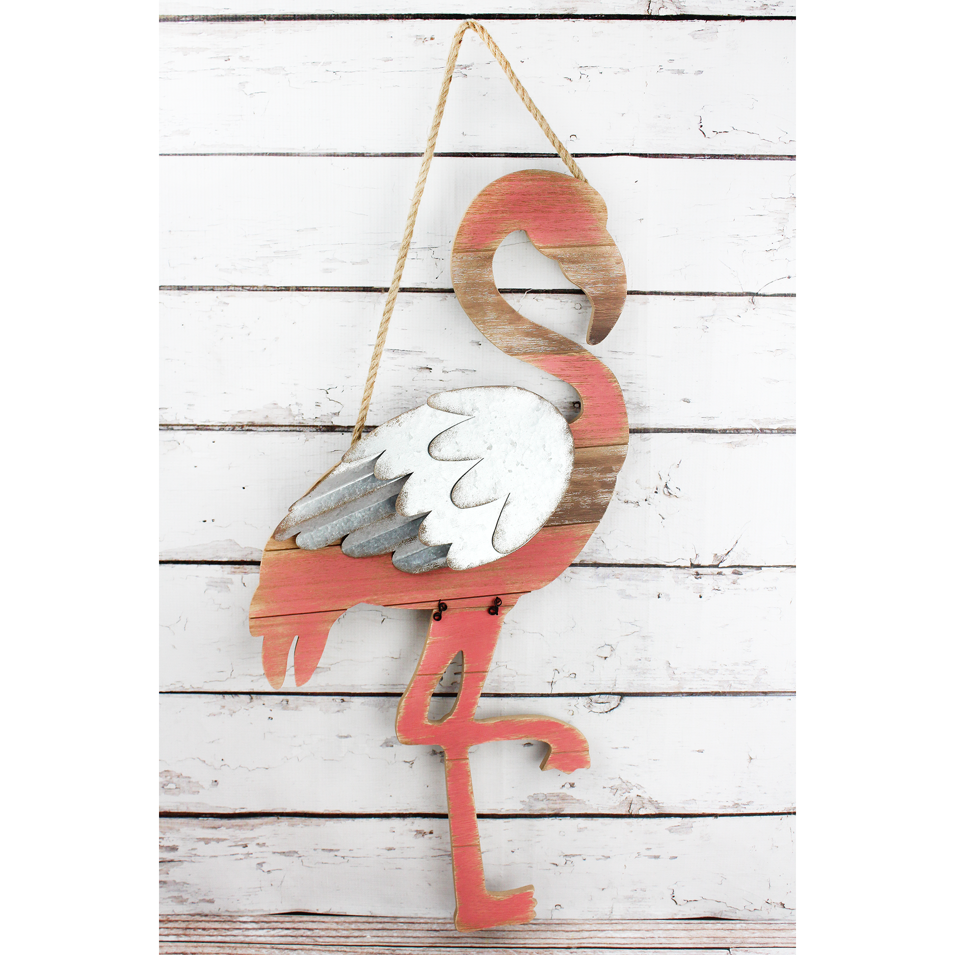 Wood and Metal Flamingo Wall Art - BFF Here