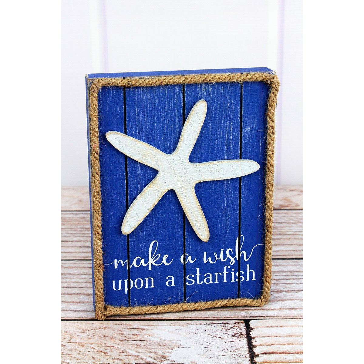 'Make A Wish Upon A Starfish' Rope Trimmed Wood Sign - BFF Here