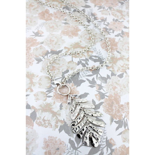 Crave Worn Silvertone Chevron Palm Leaf Necklace - BFF Here