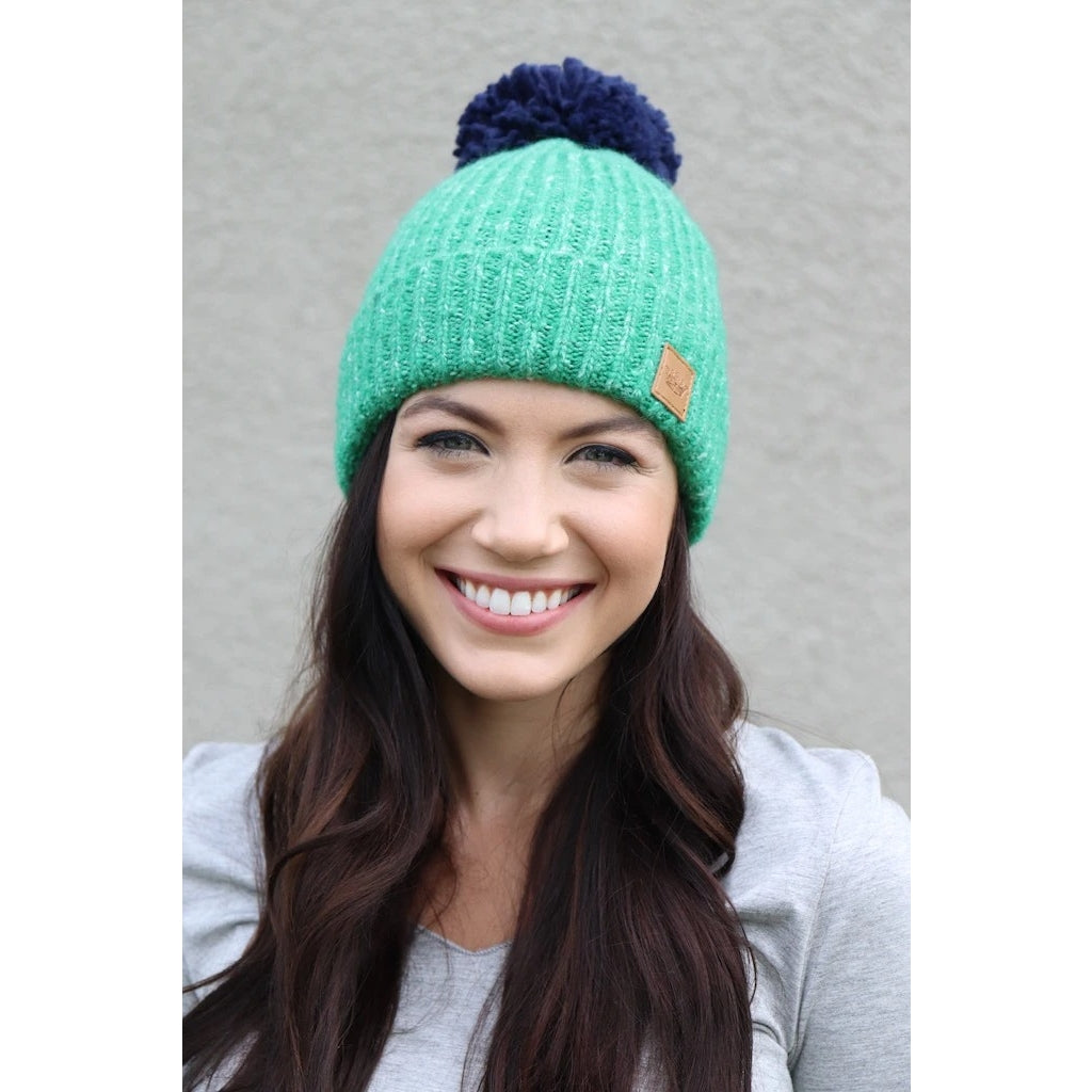 Teal and Blue Pom Hat - BFF Here