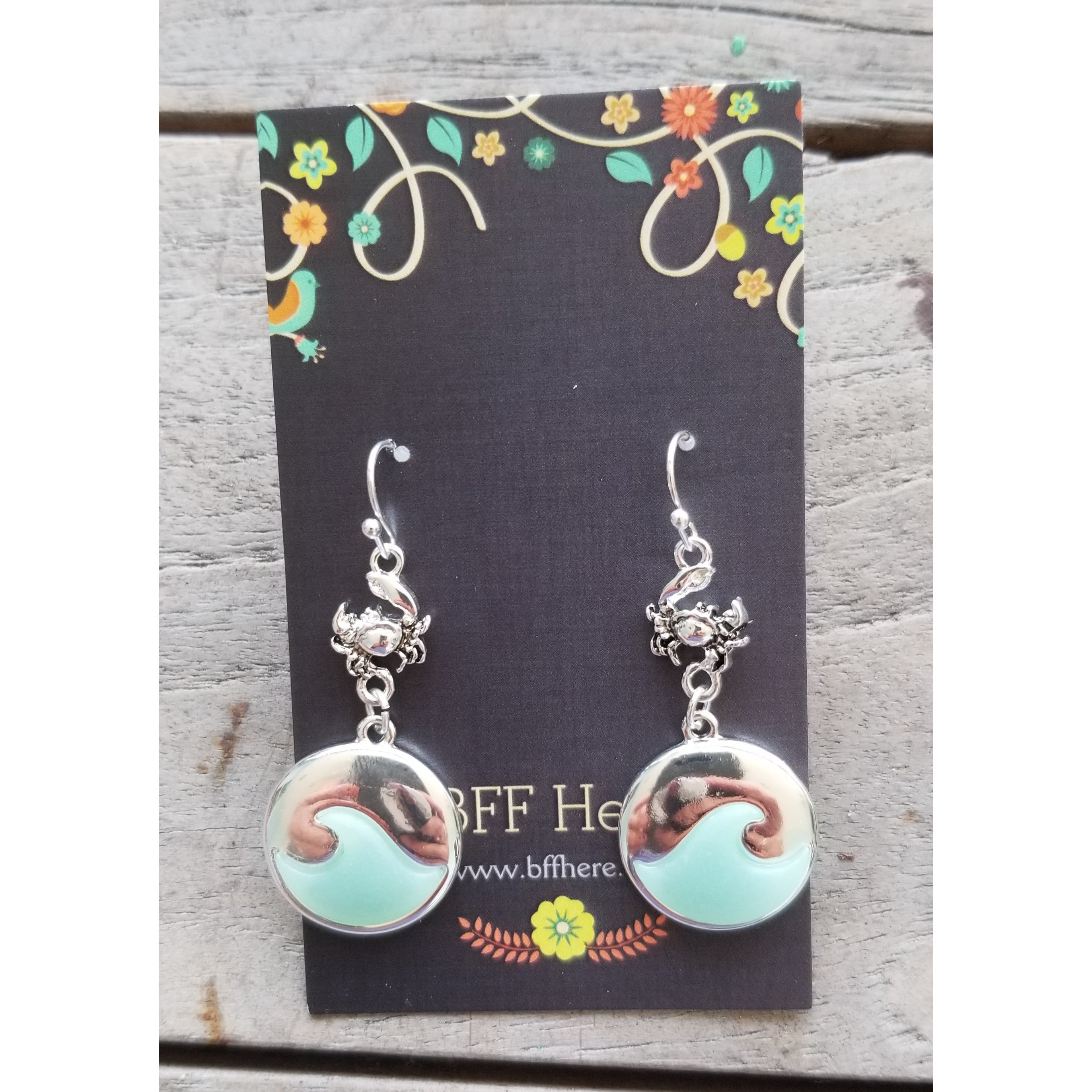 Turquoise Sea Glass and Sea Animal Earring -- Choice of Style - BFF Here