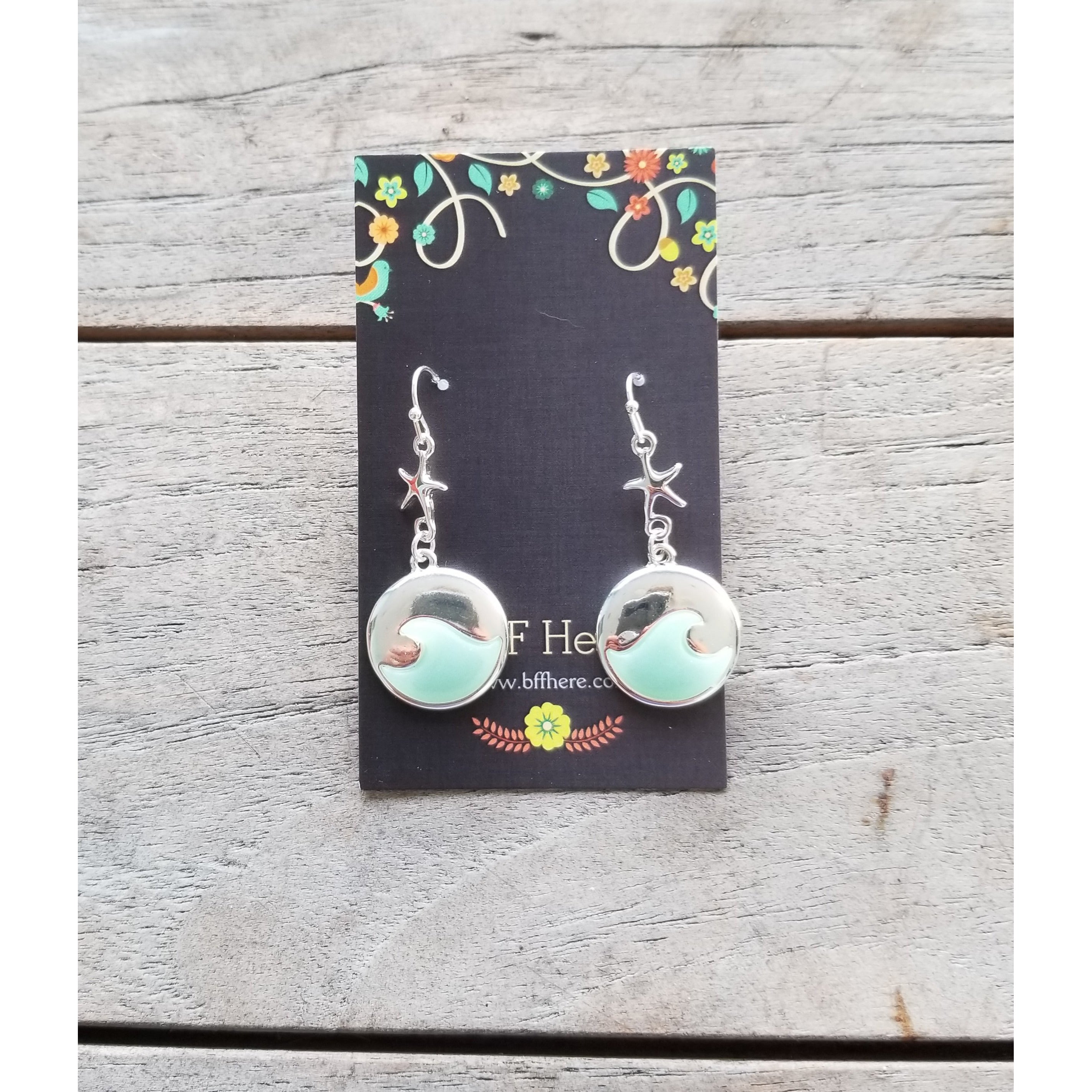 Turquoise Sea Glass and Sea Animal Earring -- Choice of Style - BFF Here