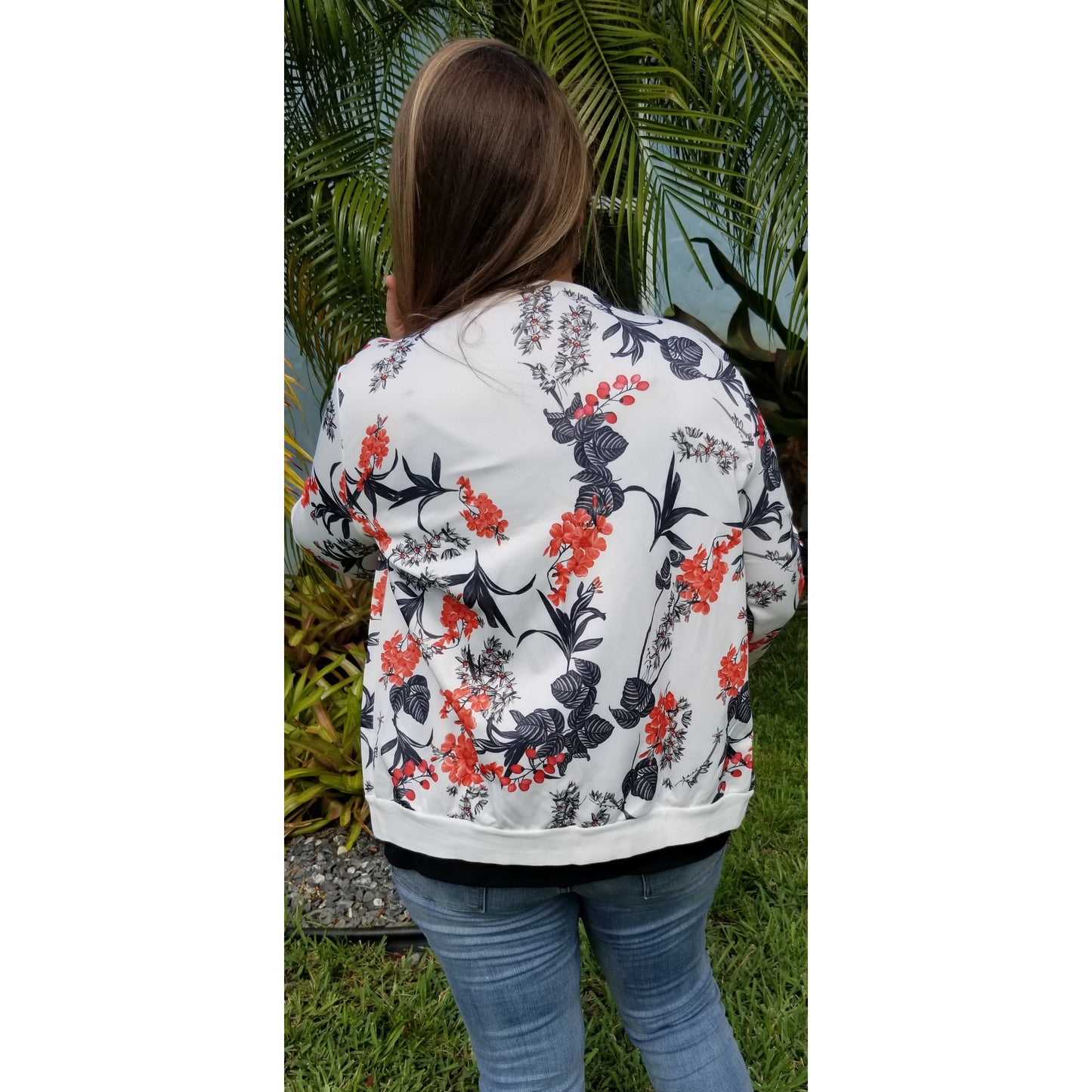 Floral Printed Zip Up Bomber Jacket - BFF Here