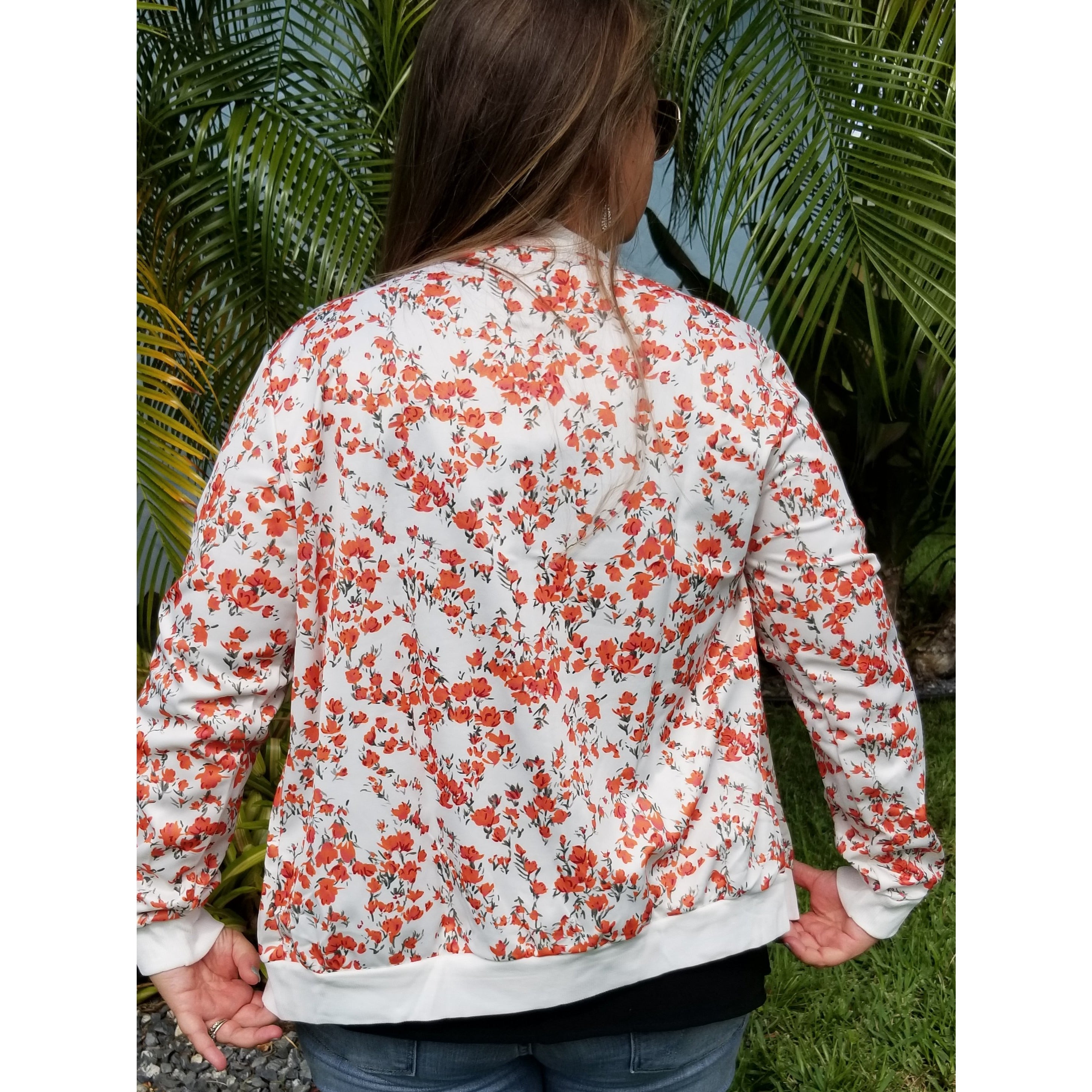 Floral Printed Zip Up Bomber Jacket - BFF Here