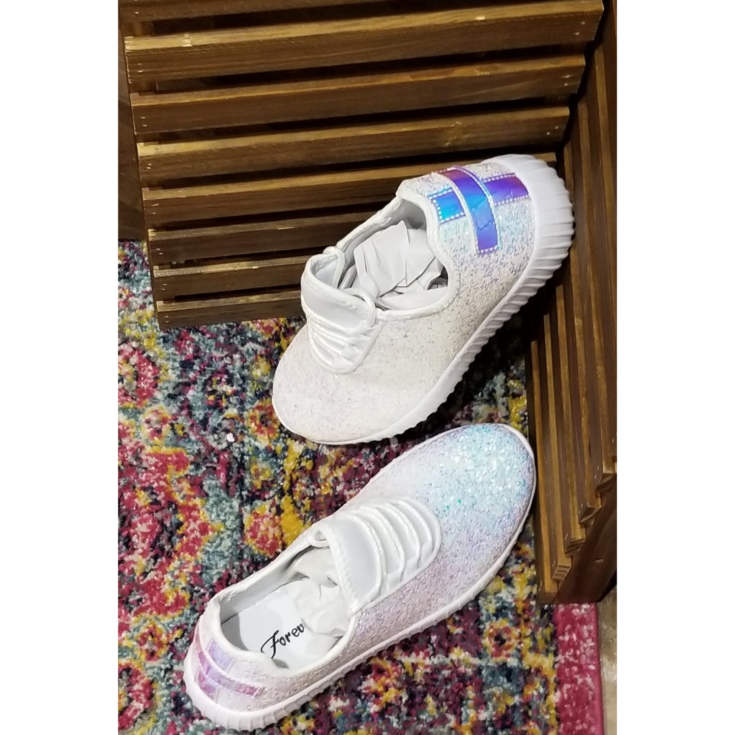 Remy Glitter Sneaker -- White - BFF Here