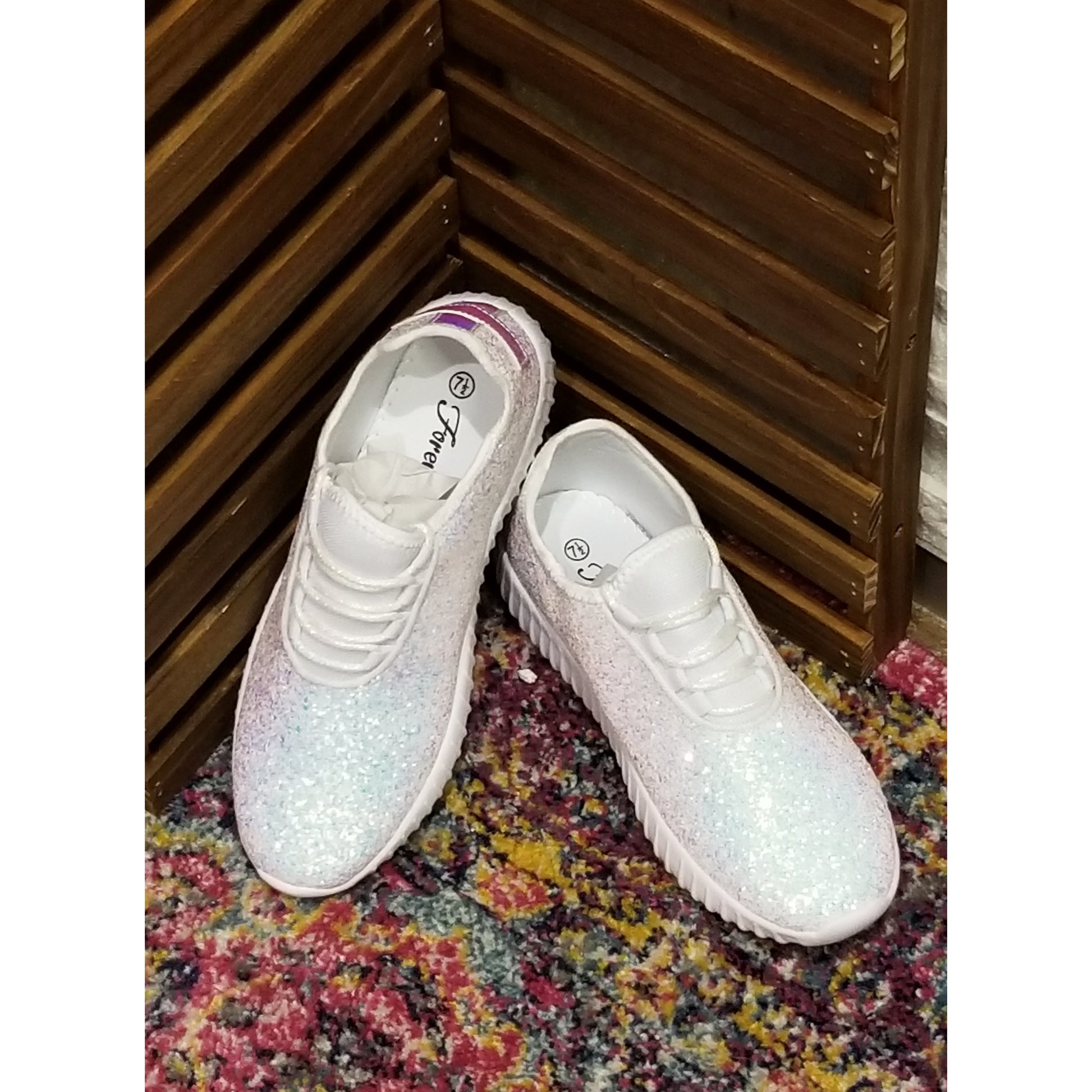 Remy Glitter Sneaker -- White - BFF Here