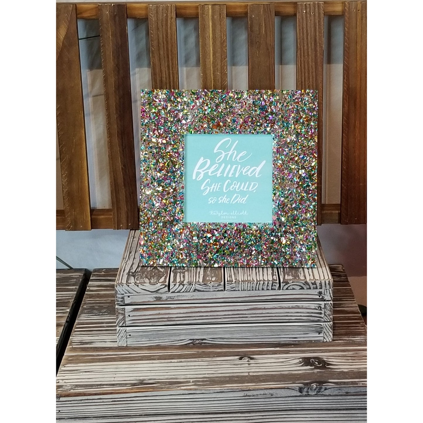 Confetti Acrylic Photo Frame - 4 x 4 - BFF Here