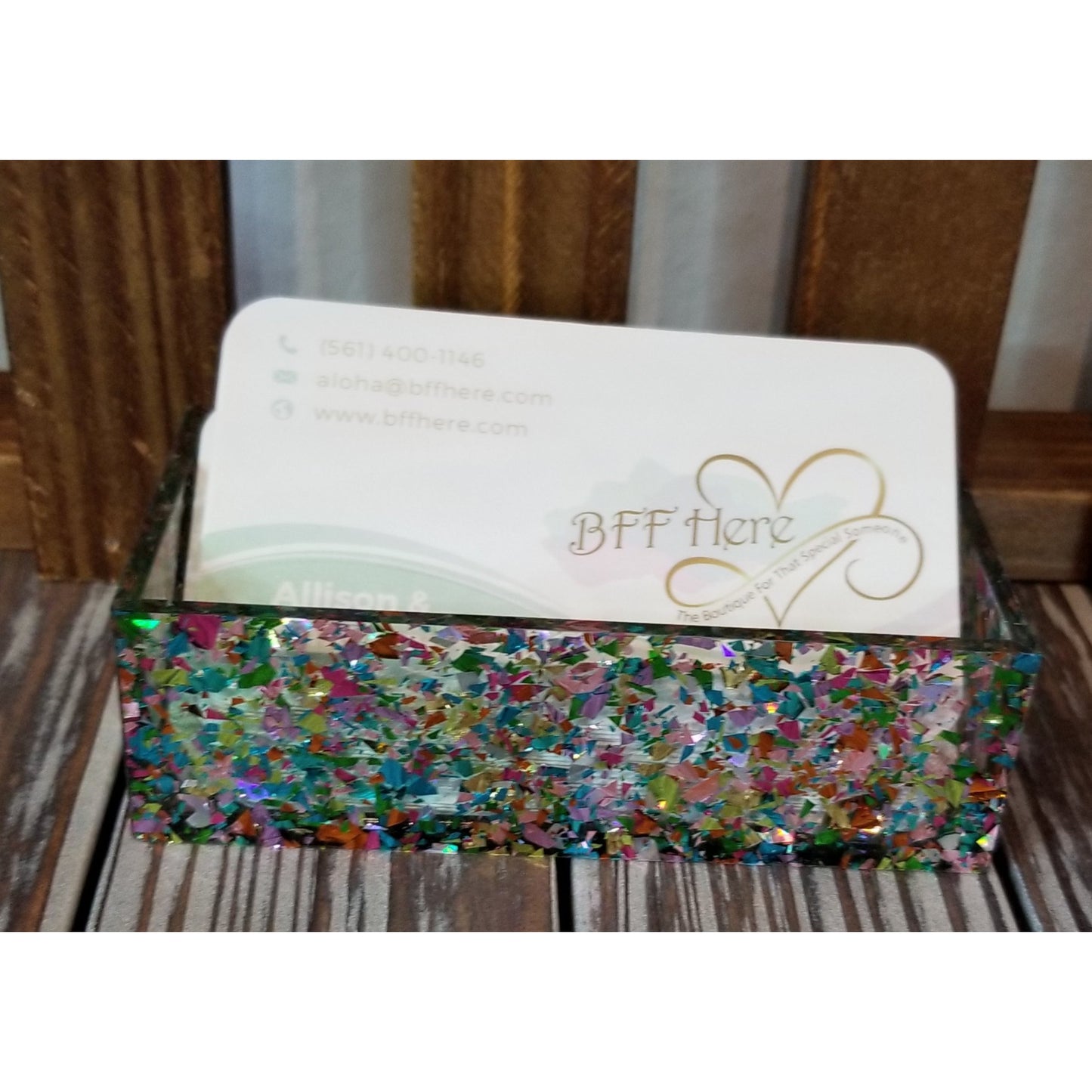 Confetti Acrylic Business Card Holder - BFF Here