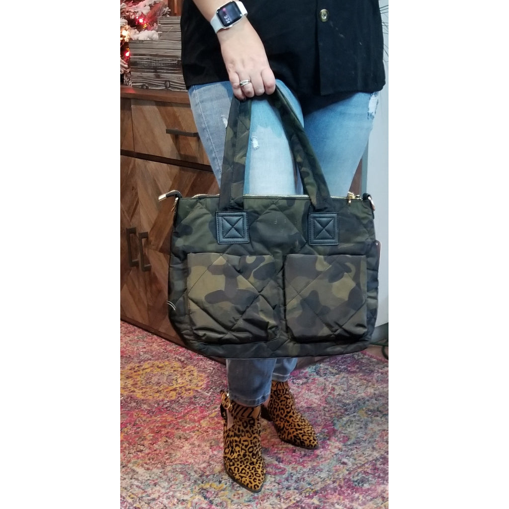 Camo Puffer Tote Bag - BFF Here