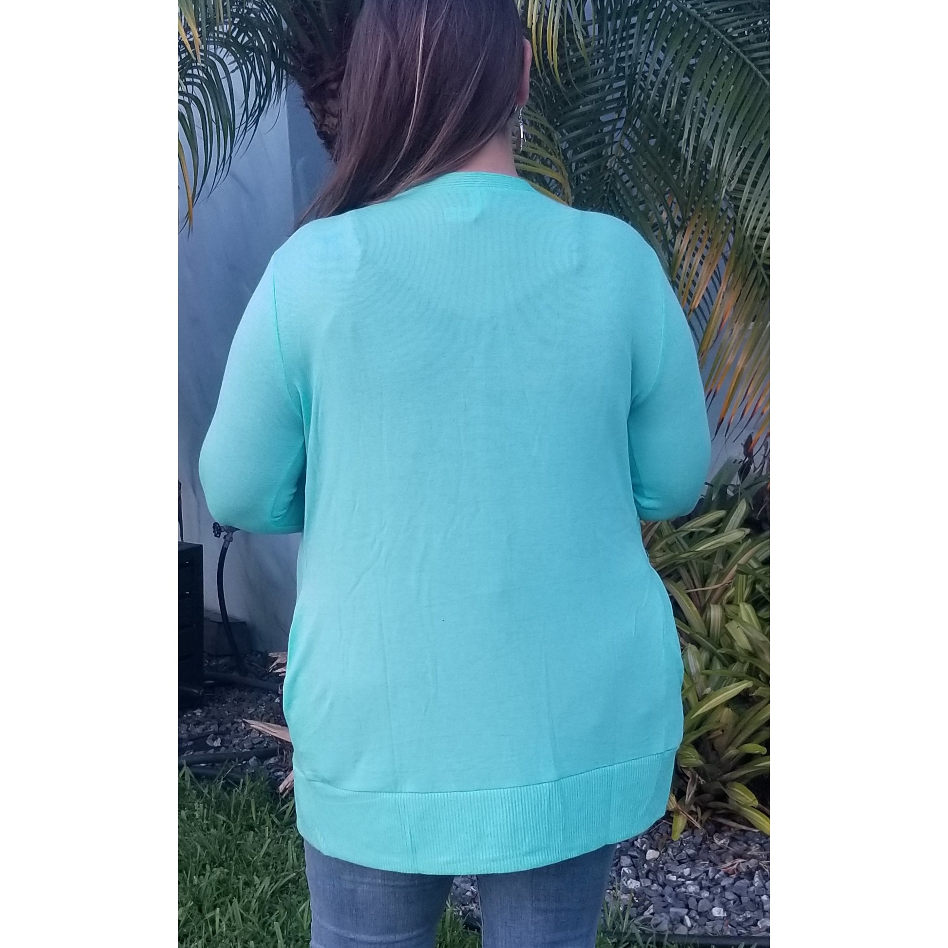 Snap Button Cardigan Sweater -- Blue Mint - BFF Here