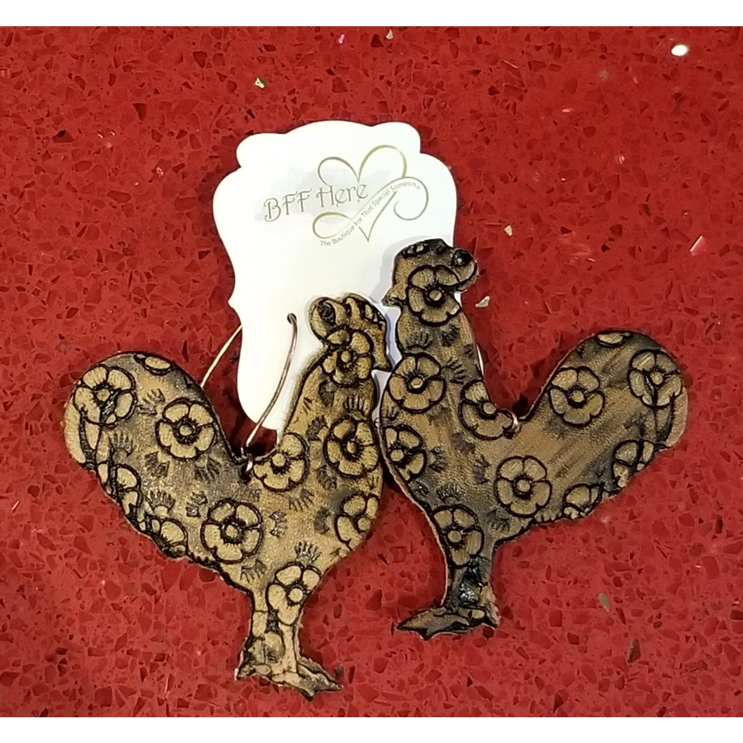 Floral Rooster Earring - BFF Here