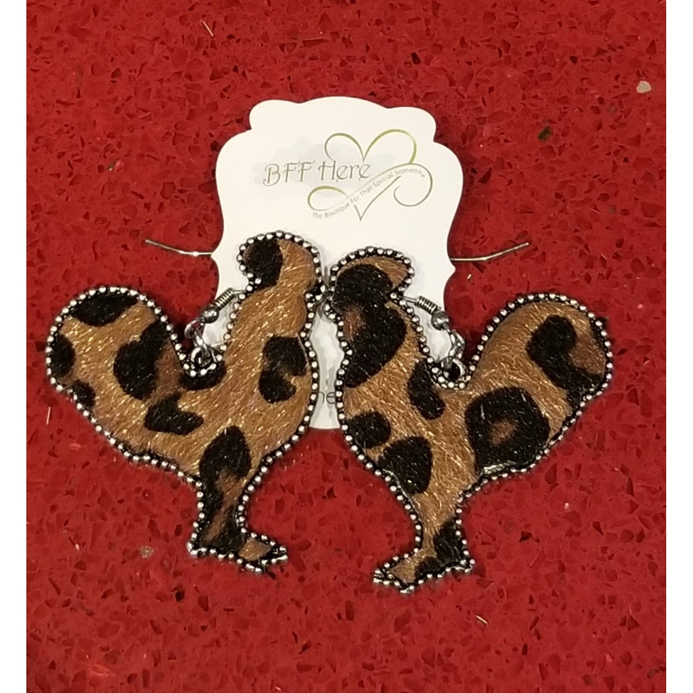 Leopard Print Rooster Earring -- Choice of Color - BFF Here