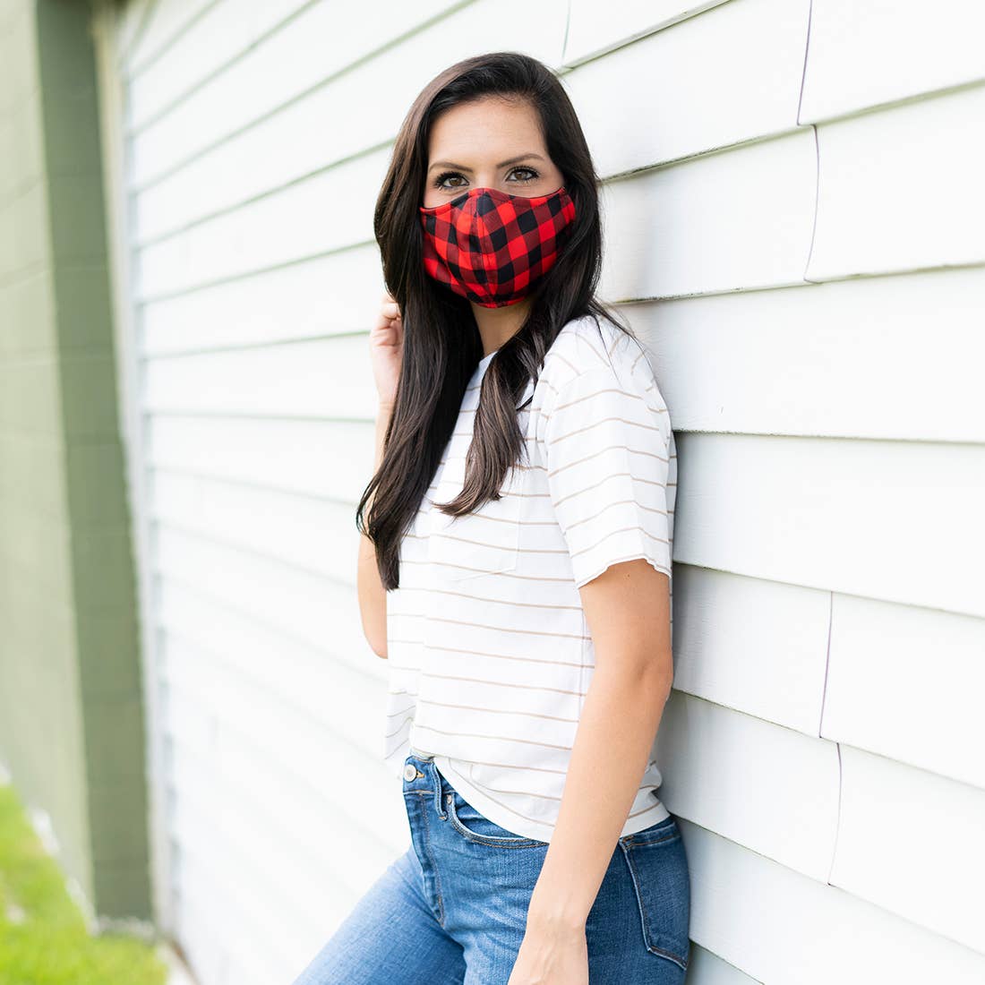 Red Buffalo Plaid Adjustable Face Mask - Adult - BFF Here